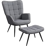 Yaheetech Relaxsessel mit Hocker Lehnstühle Vintage Retro Sessel Polstersessel...