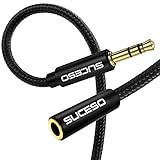 SUCESO Klinke Audio Verlängerungskabel 3M Aux Kabel Nylon 3.5mm Stereo Stecker auf Buchse...