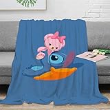 RINISA 3D Stitch Decke Lilo & Stitch Wohndecke Super Weiche Flanell-Decke Kuscheldecke...