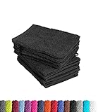 10er Pack Waschhandschuhe, Waschlappen Größe 15x21 cm in Schwarz 100% Baumwolle