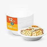 ECO SOUL Pearl White 100% Kompostierbare 350ml Bagasse Papierschüsseln (100...