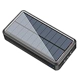 Firulab Solarenergiebank | Kabelloses Solarpanel-Ladegerät mit LED-Taschenlampen -...