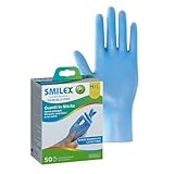 Bericah Smilex Skin Blue Pro Nitril-Einweghandschuhe, puderfrei, Größe M/L, 50 Stück