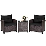 GIANTEX Rattan Gartenmöbel Set, Balkonmöbel Kleiner Balkon, Lounge...