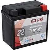 CARTEC Motorradbatterie YTX5L-BS, 4Ah, 80A, Gel Technologie Motorrad-Starter-Batterie,...