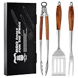 GRILAZ BBQ Grillbesteck Tool Set, 3-teilig Grillwerkzeug-Set mit Grillzange,...