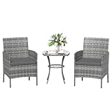 Amopatio Rattan Gartenmöbel Set, Balkonmöbel Set Kleiner 3 teilig, Outdoor...