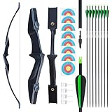 tongtu Recurve-Bogen-Set mit 8 Pfeilen, 30lb 40lb Bogenschießen-Takedown-Bogen...