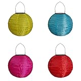 XNSHUN 4er Set Solar Lichterkette Laterne Lampions Rund, Bunte Lampions Outdoor Solar,...