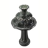 Teamson Home Outdoor Lilie Blumenstein 3-stöckiger Wasserfallbrunnen, Harz, Dunkelgrau,...