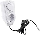 ChiliTec Steckdosen-Thermostat 230V mit externem Fühler analog Drehregler max. 3500W Für...