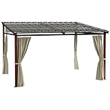 Outsunny Pergola ca. 3,5 x 3 m Pavillon mit Seitenwände, Winddichte Terassenüberdachung,...