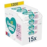 Pampers Sensitive Feuchttücher 15 Packungen mit 80 Stück - 1200 Feuchttücher, ohne...