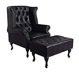 unbekannt Ohrenbackensessel Fernsehsessel Chesterfield Sessel mit Hocker Ohrensessel...