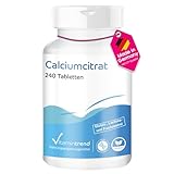 Calcium 900mg - aus Calciumcitrat - 240 vegane Calcium-Tabletten - Hochdosiert |...