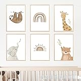 MeinBaby123® Poster Kinderzimmer 6er Set DIN A4 Wandbilder Bilder Boho...