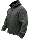 TACVASEN Herren Fleecejacke Military Outdoor Winddichte Jacke mit Kapuze- Gr. M, Grau