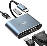 Oliveria USB C zu HDMI VGA Adapter, 4K@30Hz 4 in 1 USB C Multiport Adapter...