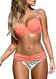 Dokotoo Damen Bikini Set Sexy Push Up Badeanzug Zweiteilige Bademode Swimsuit, Rosa, M