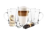 Sendez 6 Latte Macchiato Gläser 350 ml mit Henkel und 6 Löffel Kaffeegläser...