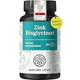 NATURE LOVE® Zink - 365 Tabletten (1 Jahr) - Hochdosiert (25mg): Zink-Bisglycinat (Zink...