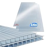 GARDEBRUK® 14x Doppelstegplatten 4mm Zuschneidbar 121x60,5cm Polycarbonat 10,3m²...