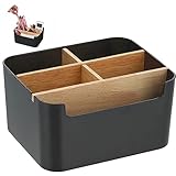 Bambus Tisch Organizer Desktop, Holz Desktop Stift, 5 Fächer Holz Desktop...