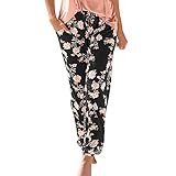 Damen Pant Lange Haremshose Schlupfhose Boho Strandhose Leicht Freizeithose Loose...