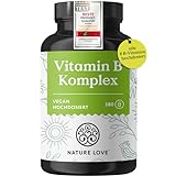 NATURE LOVE® Vitamin B Komplex – Hochdosiert: Mit 500 µg Vitamin B12 – 180 Kapseln...