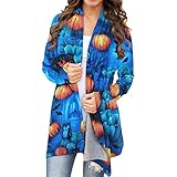 Zldhxyf Damen Jackett Schwarz Cardigan Top für Frauen Halloween Casual Bluse...