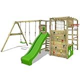 FATMOOSE Spielturm Klettergerüst ActionArena Air mit Schaukel & apfelgrüner...