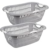 Wäschekorb PLastik XL, 2er Set, Wäschewanne, ergonomische Griffe, 68 x 46 x 25 cm, 38...