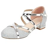 Etebella Damen Pumps Flach mit Riemchen Mary Jane Festliche Glitzer Schuhe...