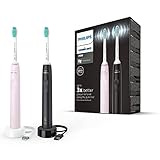 Philips Sonicare 3100 – 2 x elektrische Schallzahnbürste, in Schwarz und Sugar Rose mit...