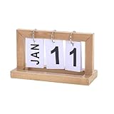 SYKSOL GUANGMING - Weinlese-Tischkalender, Flip-Chart Perpetueller Kalender, hölzerne...