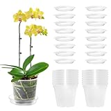 HIULLEN 16 Stück Orchideentopf Transparent, Kunststoff Pflanztöpfe Orchideen...