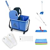 Hypafol Mini Reinigungswagen | Set 50 cm | 2-Kammer Putzwagen mit 24l Eimer mit Trennwand...