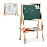 Relaxdays Standtafel Kinder, höhenverstellbar & magnetisch, Holz, Whiteboard &...