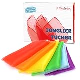 Kleintober Premium Jongliertücher I Bunte Chiffontücher I mit Anleitung für 5 Spiele I...