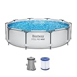 Bestway Steel Pro MAX Frame Pool-Set mit Filterpumpe Ø 305 x 76 cm, lichtgrau,...