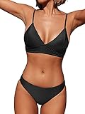 CUPSHE Damen Bikini Set Triangel Bikini Bademode Low Rise Brazilian Gerippter...