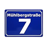 CGFN Personalisierte Blaue Hausnummer, Hausnummernschild mit Straßennamen,...