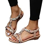 Dasongff Sandalen Damen Sommer Blumen-Perlen Riemchenpumps Slipper Elegante...