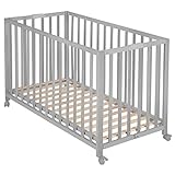 roba Klappbett Fold Up 60 x 120 - Klappbares Babybett aus Holz - 2-fach höhenverstellbar...