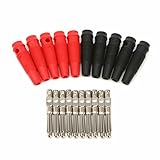 10x erenLine Bananenstecker gefedert [Laborstecker, Büschelstecker]; 5X rot; 5X...