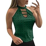 OIUHJN Shirt Rot Damen Ärmelloses, aushöhlendes Damen-Tanktop mit Polka Dot Print und...