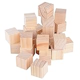 DEOMOR 24 Stück Holz Würfel 40mm Holzwürfel Blanko Deko Holz Basteln Bastelmaterial...