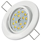 1 x flacher SMD LED Einbaustrahler | Farbe: Weiß | 5W | 230V | schwenkbar | LED Spots zur...