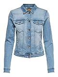 ONLY Damen Jeansjacke | Kurze Denim Übergangsjacke Blau | Basic Used Waschung...