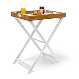 Relaxdays Tabletttisch Bambus H x B x T: ca. 72 x 60 x 40 cm Beistelltisch mit...